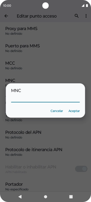 Introduce 01 y pulsa Aceptar.