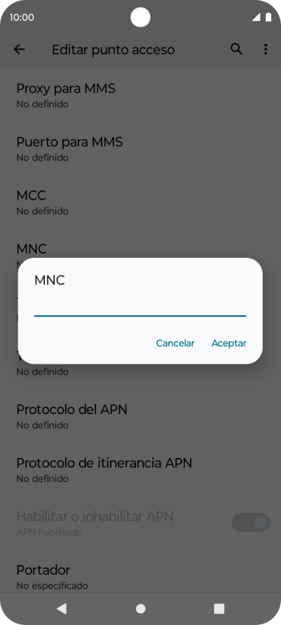 Introduce 01 y pulsa Aceptar.