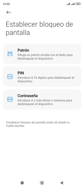 Pulsa el código de seguridad deseado. Pulsa el código de seguridad deseado.