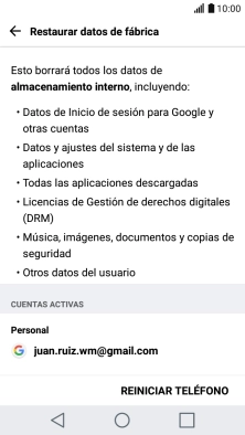 Pulsa REINICIAR TELÉFONO.