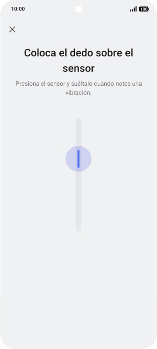 Sigue las indicaciones de la pantalla para crear una huella digital como código de seguridad.