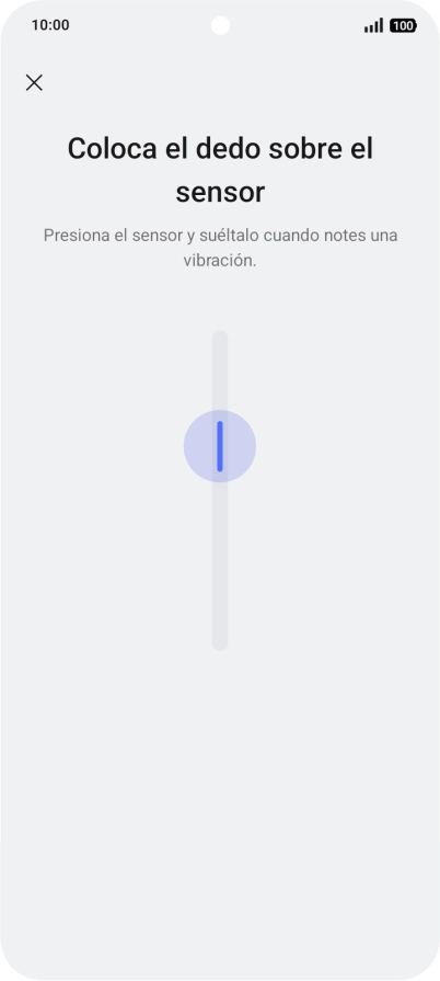 Sigue las indicaciones de la pantalla para crear una huella digital como código de seguridad.