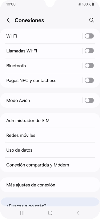 Pulsa Conexión compartida y Módem.