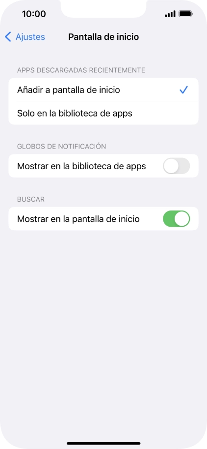 Para añadir nuevas apps descargadas a la pantalla de inicio y a la biblioteca de apps, pulsa Añadir a pantalla de inicio.