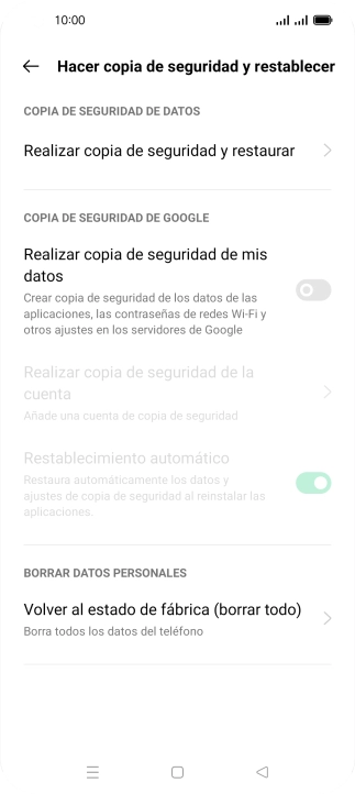 Pulsa Volver al estado de fábrica (borrar todo). Pulsa Volver al estado de fábrica (borrar todo).