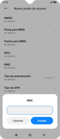 Introduce 01 y pulsa Aceptar.
