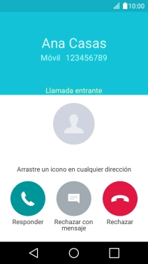 Pulsa el icono sobre Responder y arrástralo hacia arriba para responder la llamada.