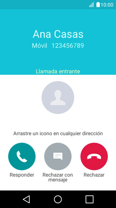 Pulsa el icono sobre Responder y arrástralo hacia arriba para responder la llamada.