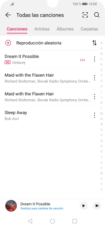 Pulsa una categoría y desplázate al archivo de música deseado.