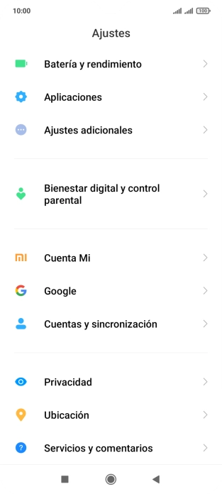 Pulsa Cuentas y sincronización.