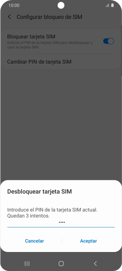 Introduce tu código PIN y pulsa Aceptar.
