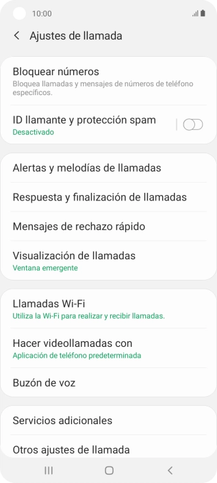 Pulsa Servicios adicionales.