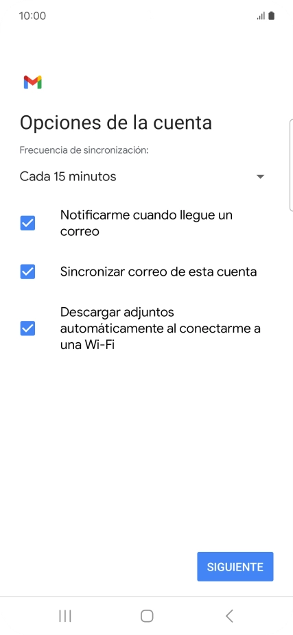 Si aparece en la pantalla esta imagen, tu cuenta de correo electrónico ha sido reconocida y configurada automáticamente. Sigue las indicaciones de la pantalla para introducir más información y terminar la configuración. Si aparece en la pantalla esta imagen, tu cuenta de correo electrónico ha sido reconocida y configurada automáticamente. Sigue las indicaciones de la pantalla para introducir más información y terminar la configuración.