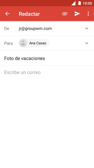 Pulsa en el campo de escritura  y escribe el texto del correo electrónico.
