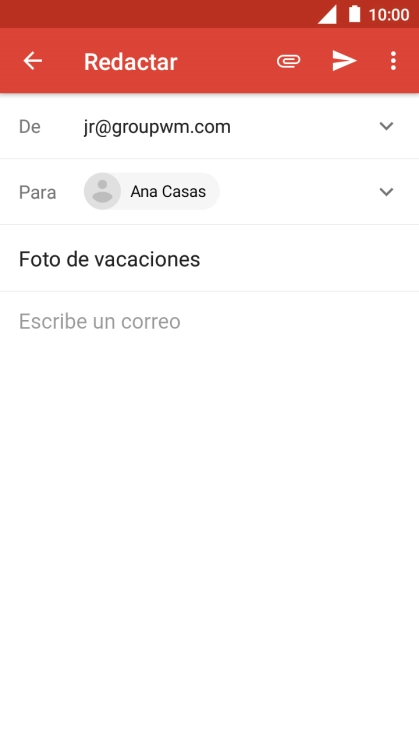 Pulsa en el campo de escritura  y escribe el texto del correo electrónico.