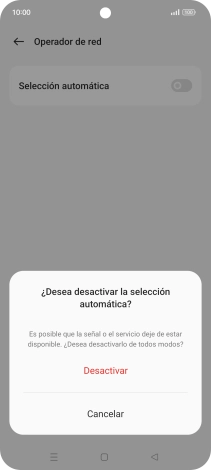 Pulsa Desactivar para desactivar la función y espera mientras el teléfono está buscando redes.