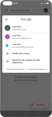 Pulsa la cuenta de correo electrónico deseada.