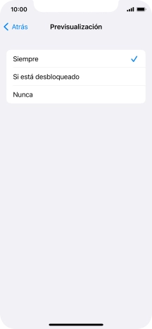 Para seleccionar la vista previa de las notificaciones en la pantalla de bloqueo, pulsa Siempre.
