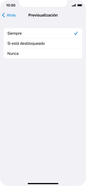 Para seleccionar la vista previa de las notificaciones en la pantalla de bloqueo, pulsa Siempre.