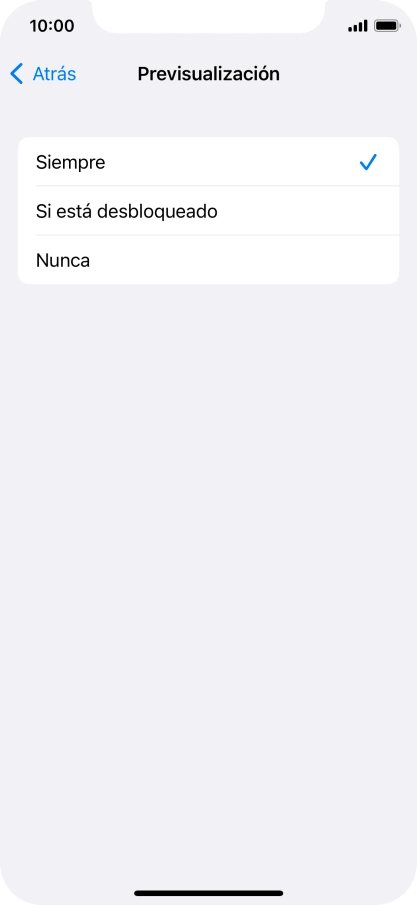 Para seleccionar la vista previa de las notificaciones en la pantalla de bloqueo, pulsa Siempre.