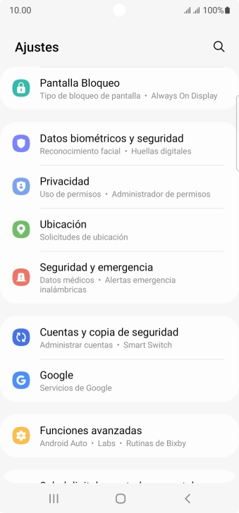 Pulsa Cuentas y copia de seguridad.
