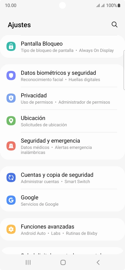 Pulsa Cuentas y copia de seguridad.