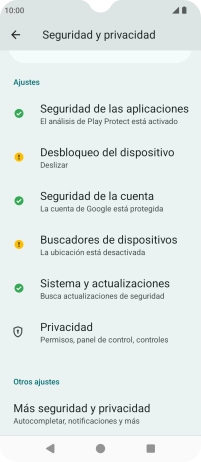 Pulsa Más seguridad y privacidad.