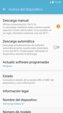 Pulsa Descarga manual. Si hay una versión de software nueva disponible, aparecerá ahora en la pantalla. 
Sigue las indicaciones de la pantalla para actualizar el software del teléfono.