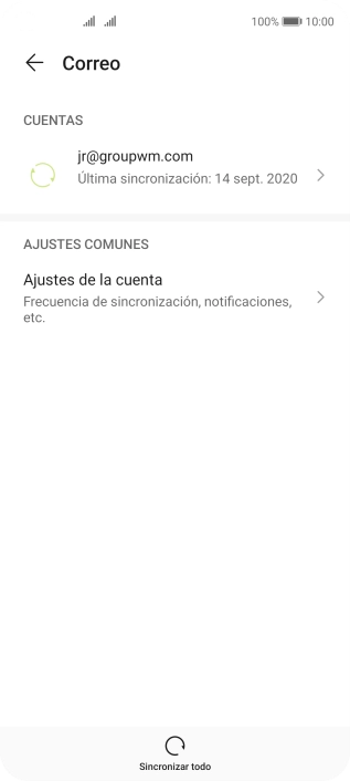Pulsa Ajustes de la cuenta.