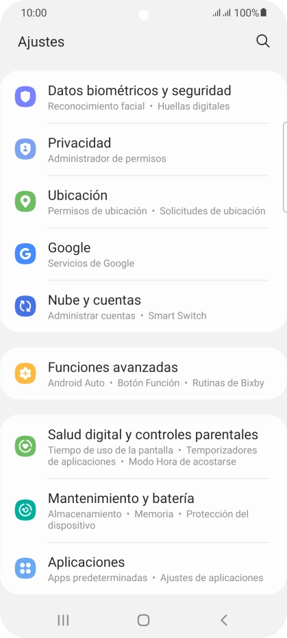 Pulsa Mantenimiento y batería.