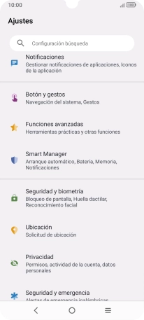 Pulsa Seguridad y biometría.