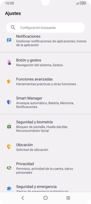 Pulsa Seguridad y biometría.