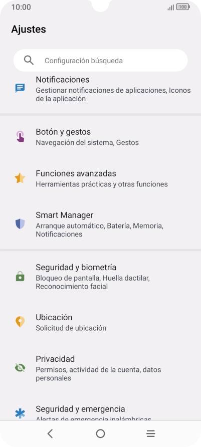 Pulsa Seguridad y biometría.