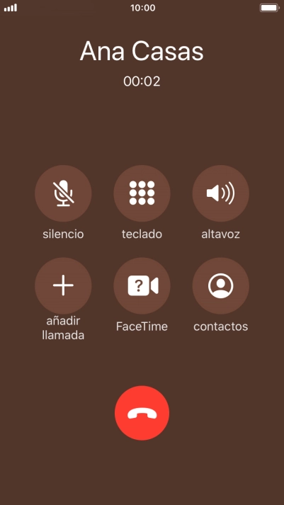 Pulsa el icono de finalizar llamadas para colgar.