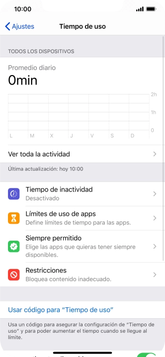 Pulsa Tiempo de inactividad.