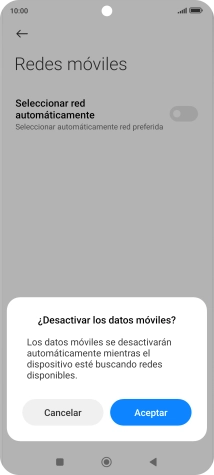 Pulsa Aceptar y espera mientras el teléfono está buscando redes.