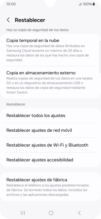 Pulsa Restablecer ajustes de red móvil.