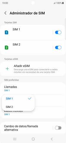 Pulsa la tarjeta SIM deseada.