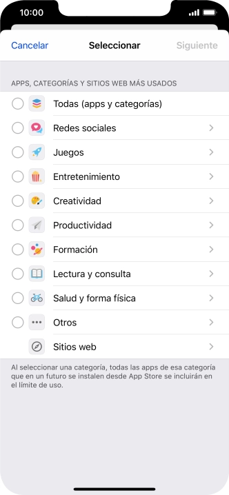 Pulsa las categorías deseadas.