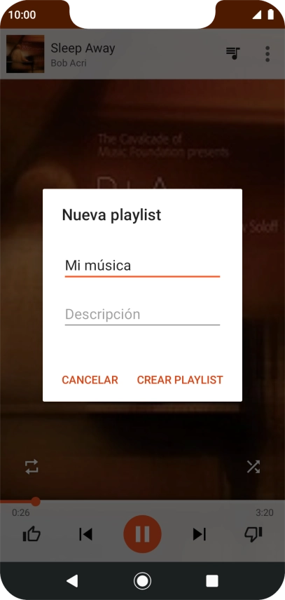 Introduce el nombre deseado de la lista de reproducción y pulsa CREAR PLAYLIST.