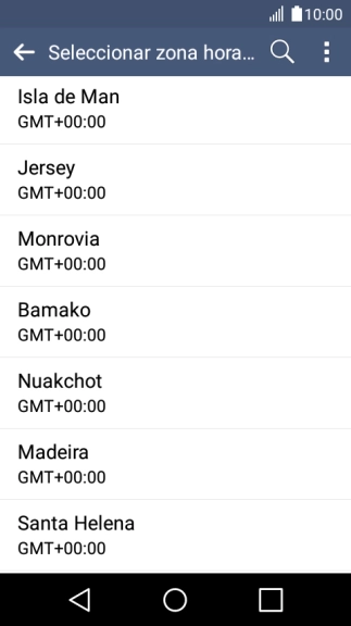 Pulsa la zona horaria deseada.