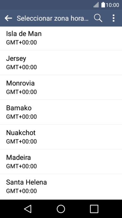 Pulsa la zona horaria deseada.