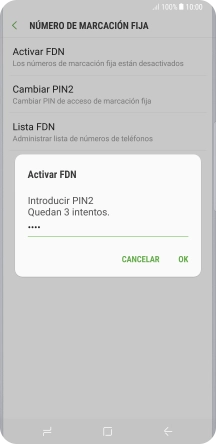 Introduce el código PIN2 y pulsa OK.