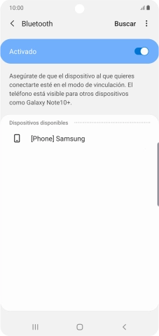 Pulsa el dispositivo Bluetooth deseado y sigue las indicaciones de la pantalla para vincular el dispositivo al teléfono.