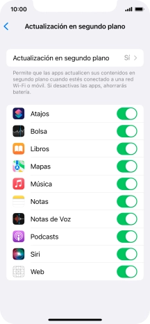 Pulsa Actualización en segundo plano.