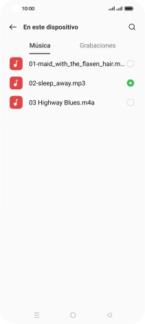 Al encontrar un timbre de llamada de tu gusto, pulsa la tecla de retroceso.