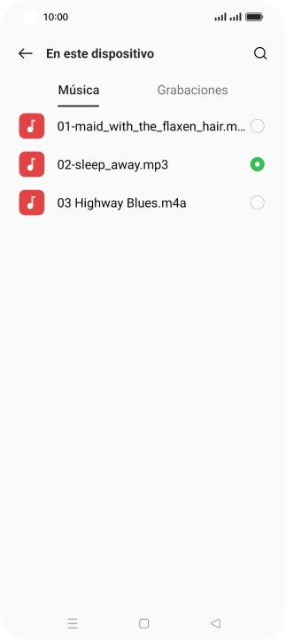 Al encontrar un timbre de llamada de tu gusto, pulsa la tecla de retroceso.