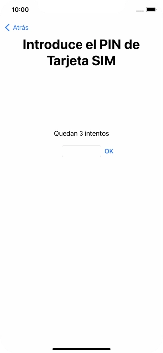 Si es necesario desbloquear la tarjeta SIM, introduce el código PIN y pulsa OK.
