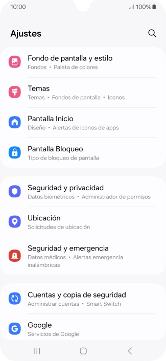Pulsa Cuentas y copia de seguridad.