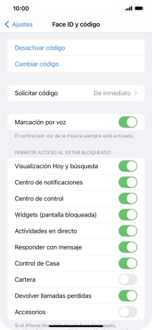 Pulsa Desactivar código e introduce el código de seguridad.